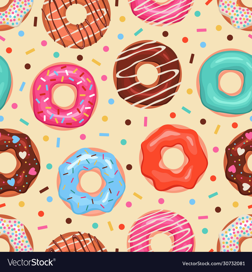 Donuts seamless pattern colored doughnuts Vector Image