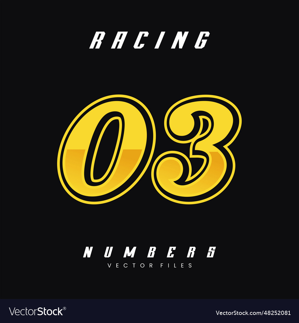 Racing number 3 design template Royalty Free Vector Image