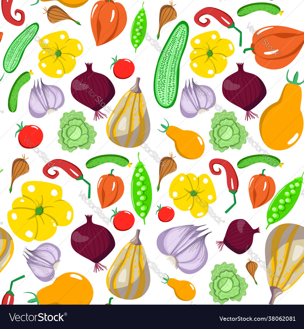 Seamless pattern with vegetables in a cartoon Vector Image