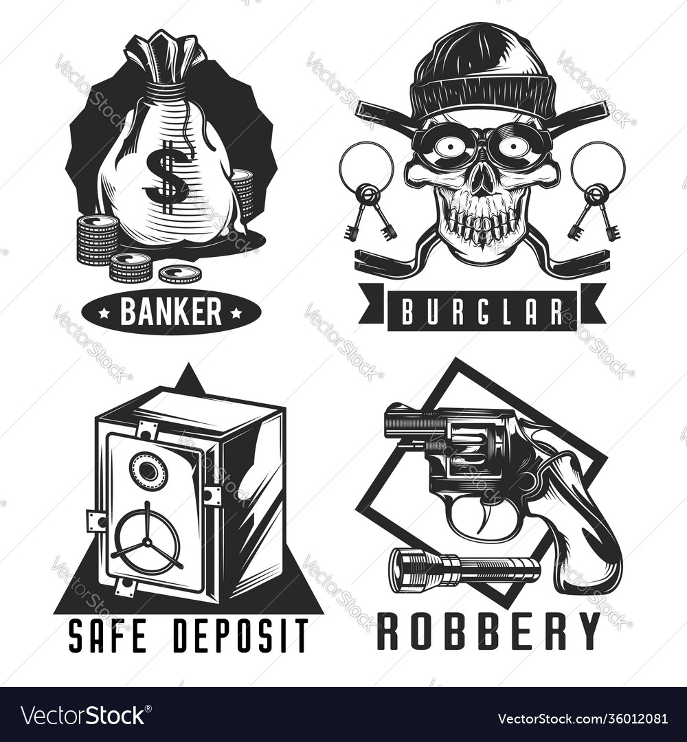 Set thief emblems labels badges logos isolated Vector Image