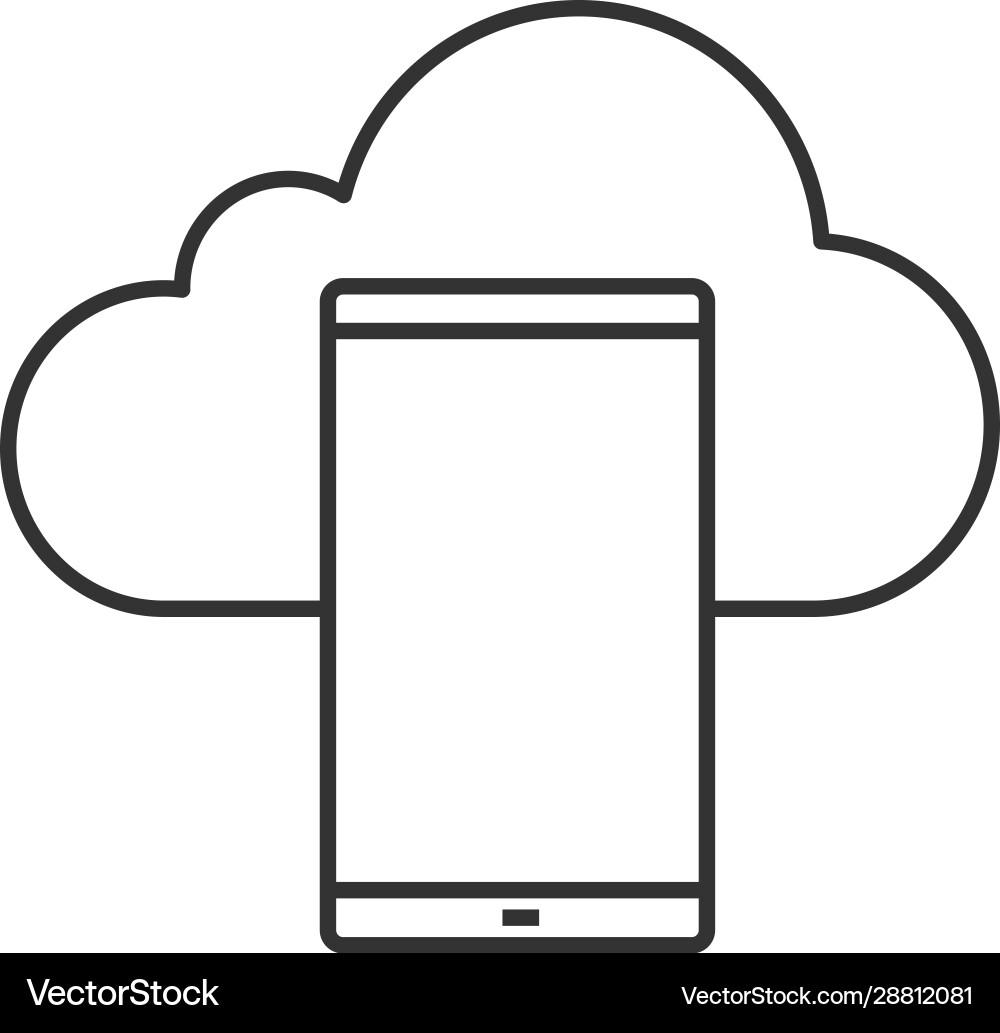 Smartphone cloud storage linear icon Royalty Free Vector