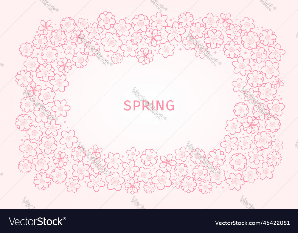 Spring flowers blooms frame background line art Vector Image