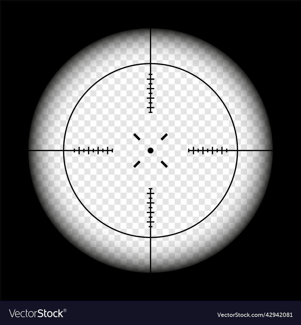 Weapon Sight Sniper Rifle Optical Scope On Black Vector Image