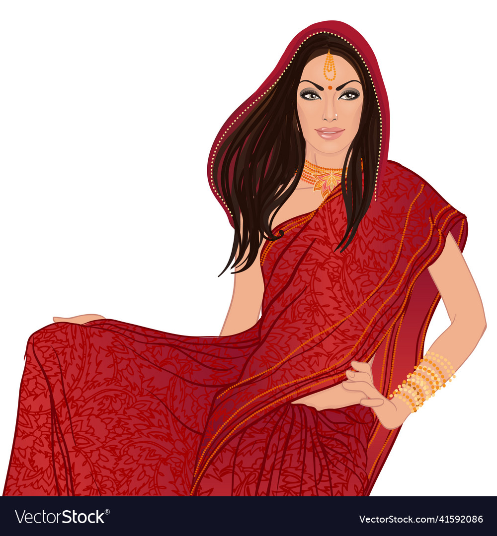 Beautiful indian woman wearing bridal outfit Vector Image