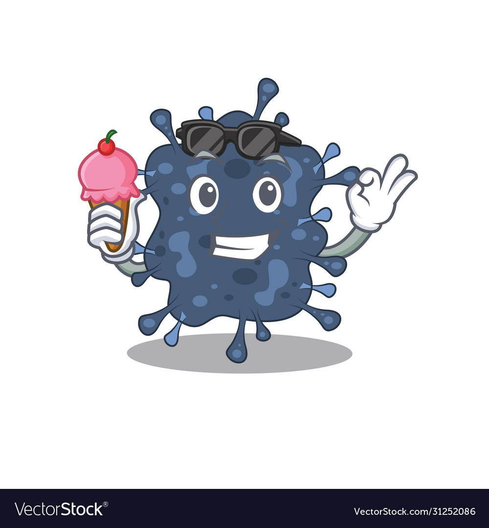 Cartoon bacteria neisseria having an ice cream Vector Image