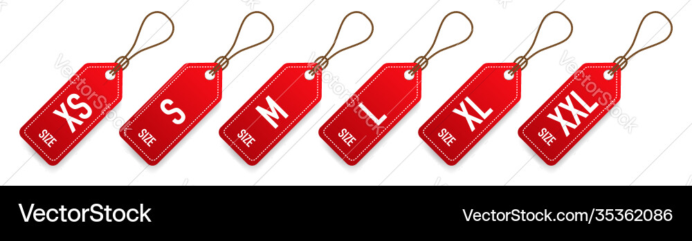 Collection clothing size labels isolated on Vector Image