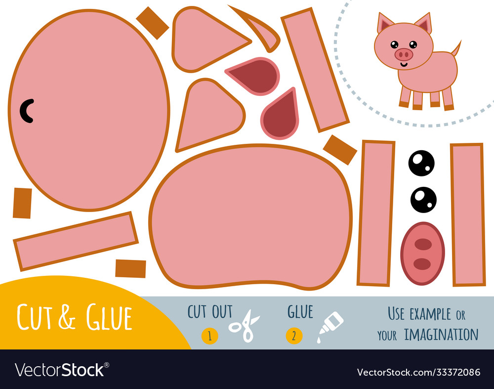 Education paper game for children pig Royalty Free Vector