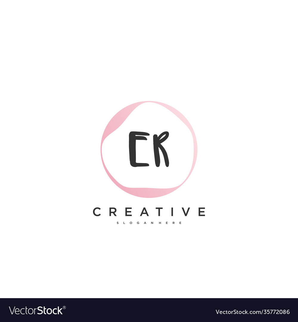 Er beauty initial logo handwriting logo art Vector Image