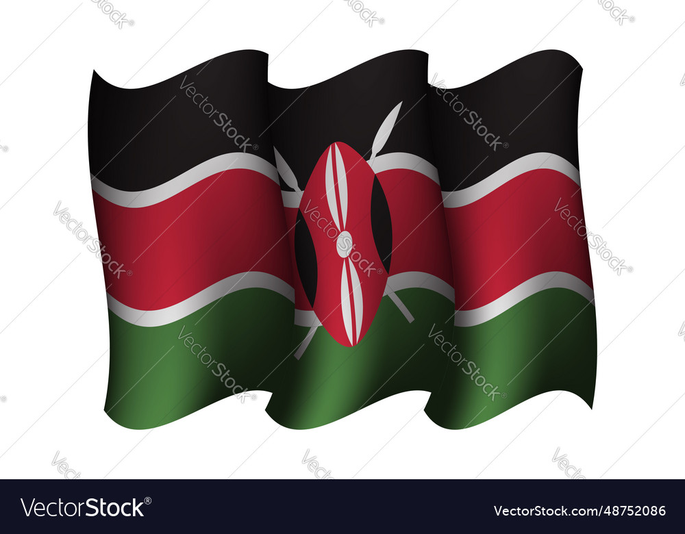 Kenya waving flag design Royalty Free Vector Image