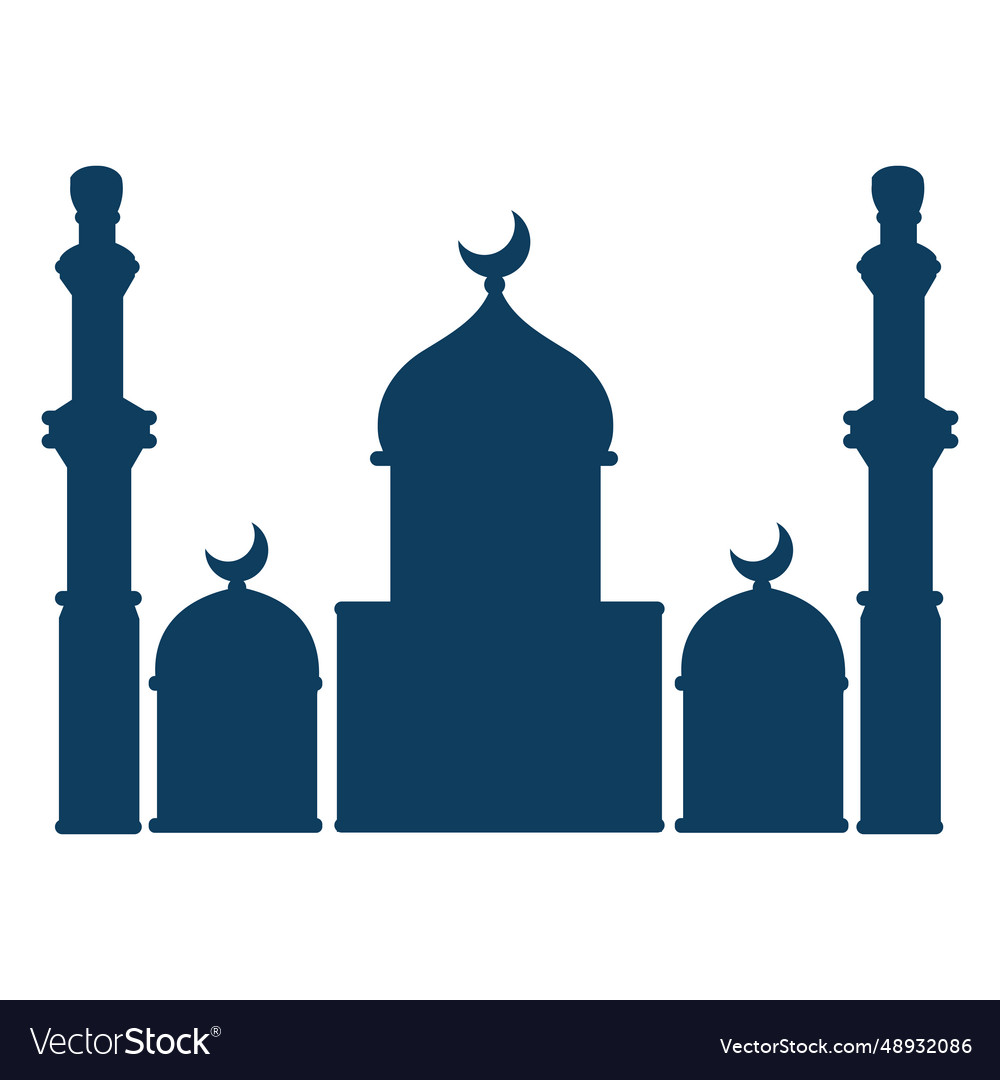 Mosque dome crescent tower silhouette Royalty Free Vector