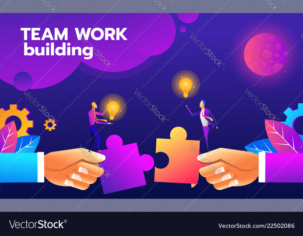 Teamwork puzzle building idea concept Royalty Free Vector