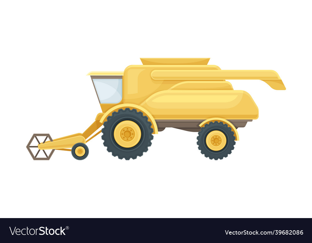 Yellow farm machinery industrial agricultural Vector Image