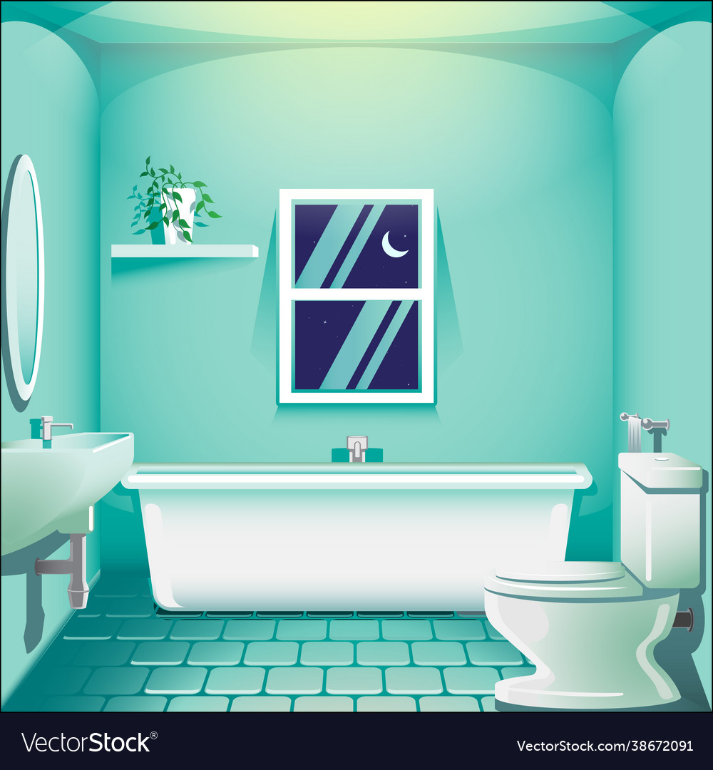 Bathroom at night Royalty Free Vector Image - VectorStock