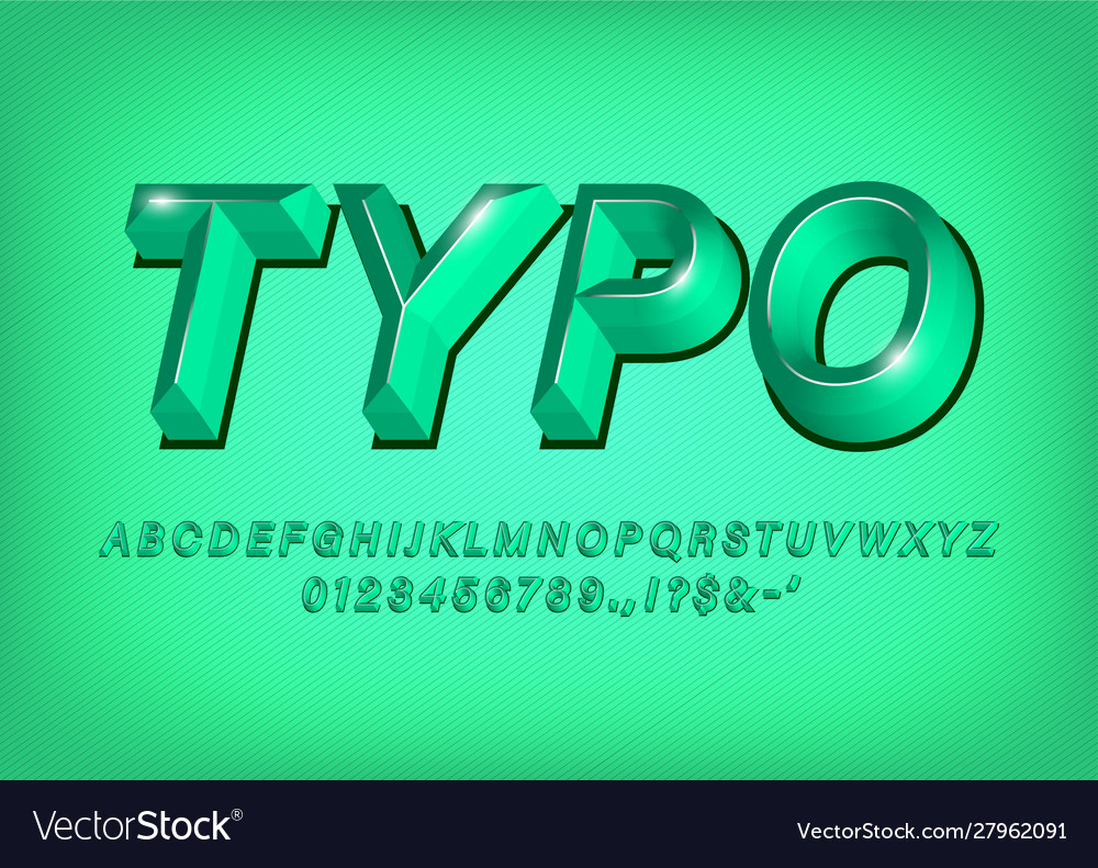 Green 3d Alphabet Typeface Text Effect Title Vector Image