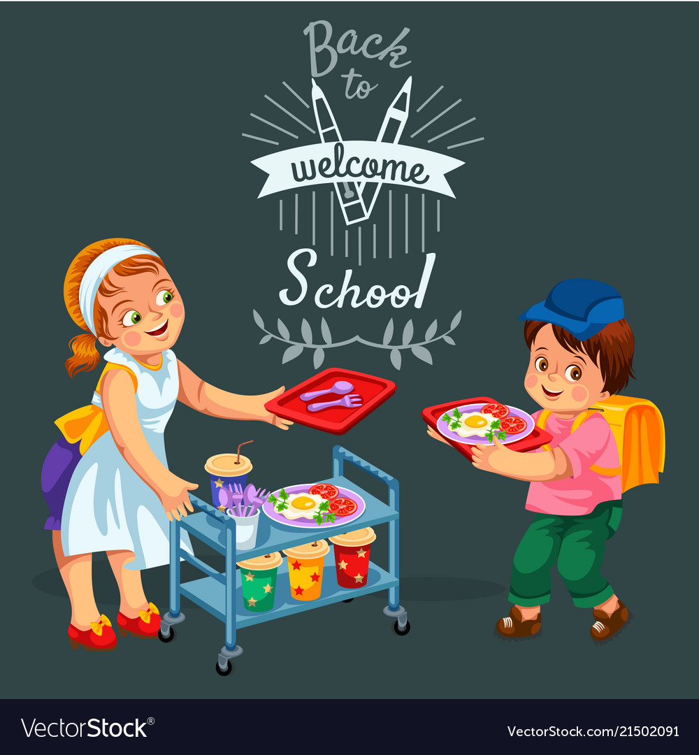 School dinner poster Royalty Free Vector Image