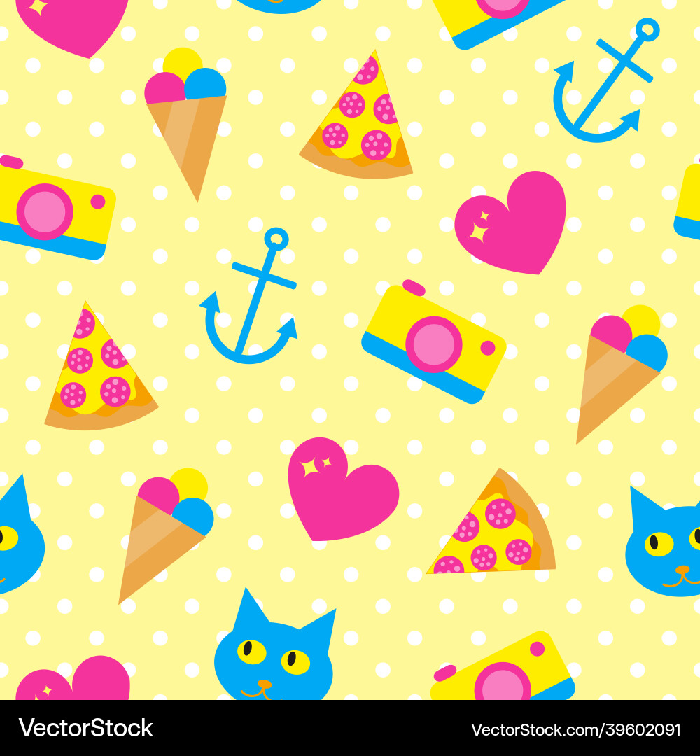 Seamless pattern with beach icons Royalty Free Vector Image