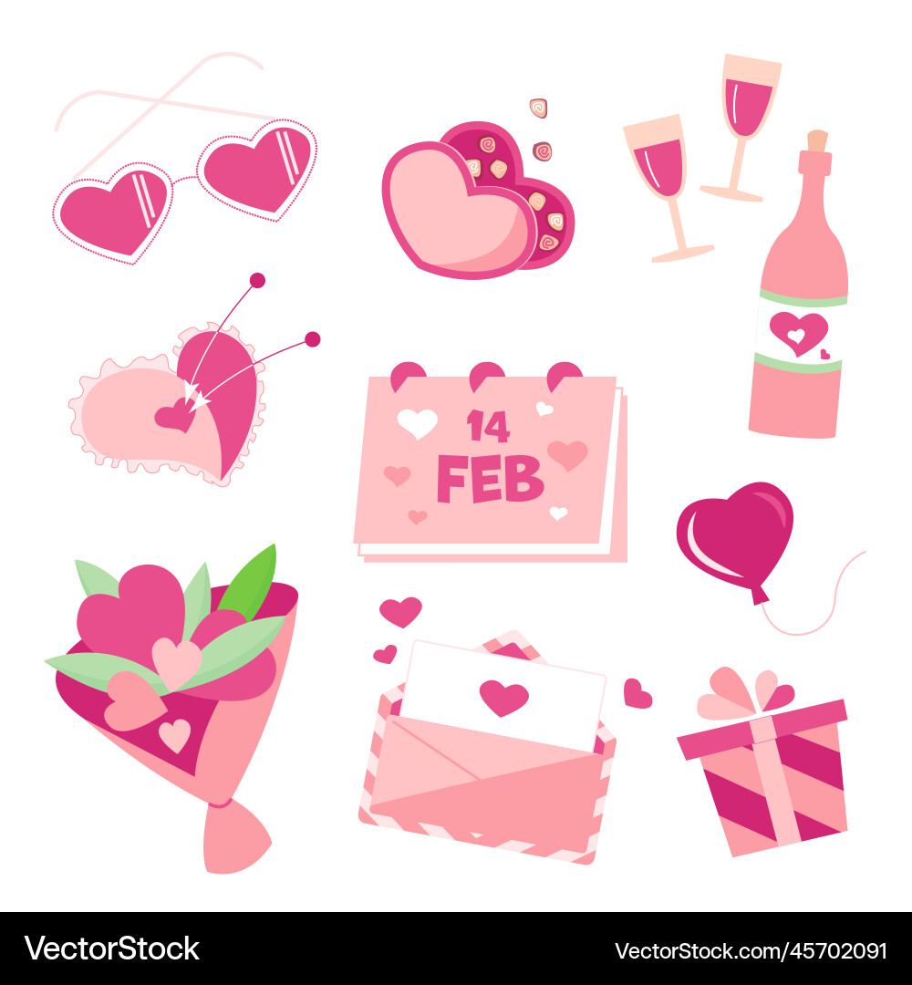 St valentines day set elements Royalty Free Vector Image