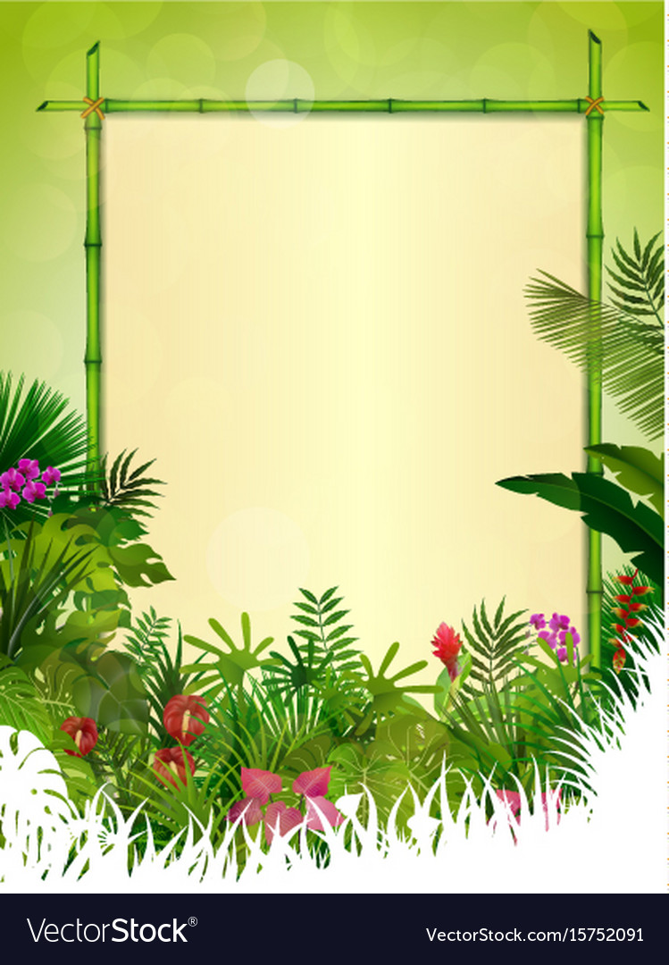 Tropical background floral frame Royalty Free Vector Image