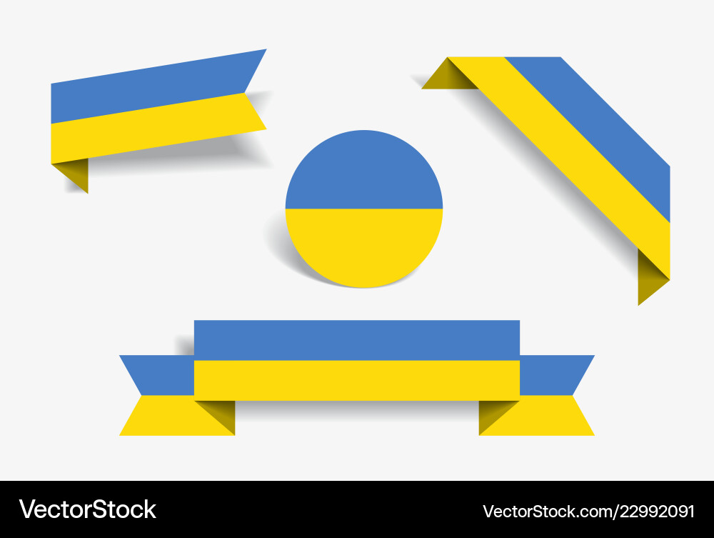 Ukrainian flag stickers and labels Royalty Free Vector Image
