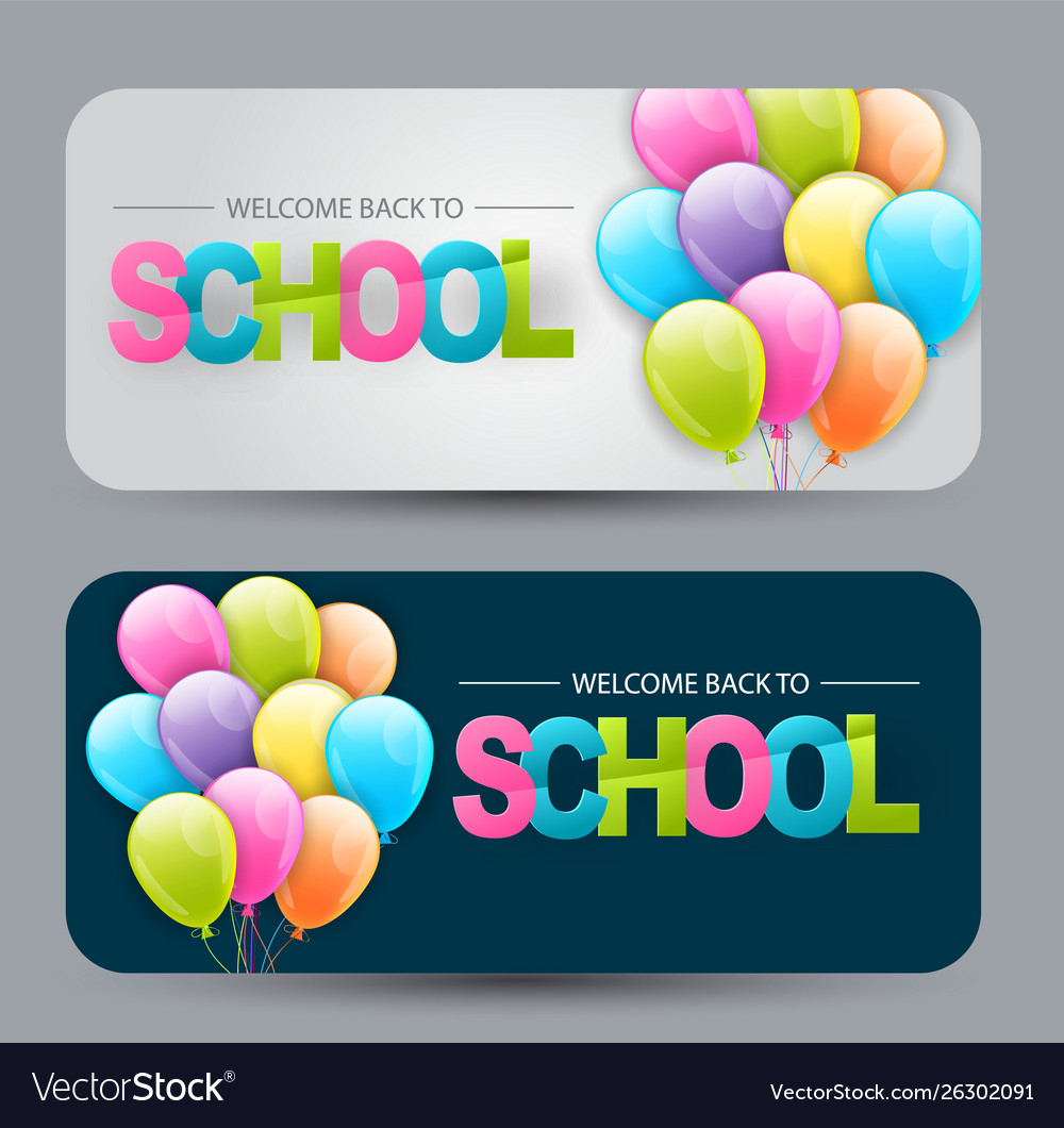 Welcome Back To School Set Banner Royalty Free Vector Image