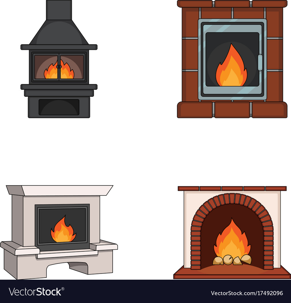 Fire Warmth And Comfort Fireplace Set Collection Vector Image