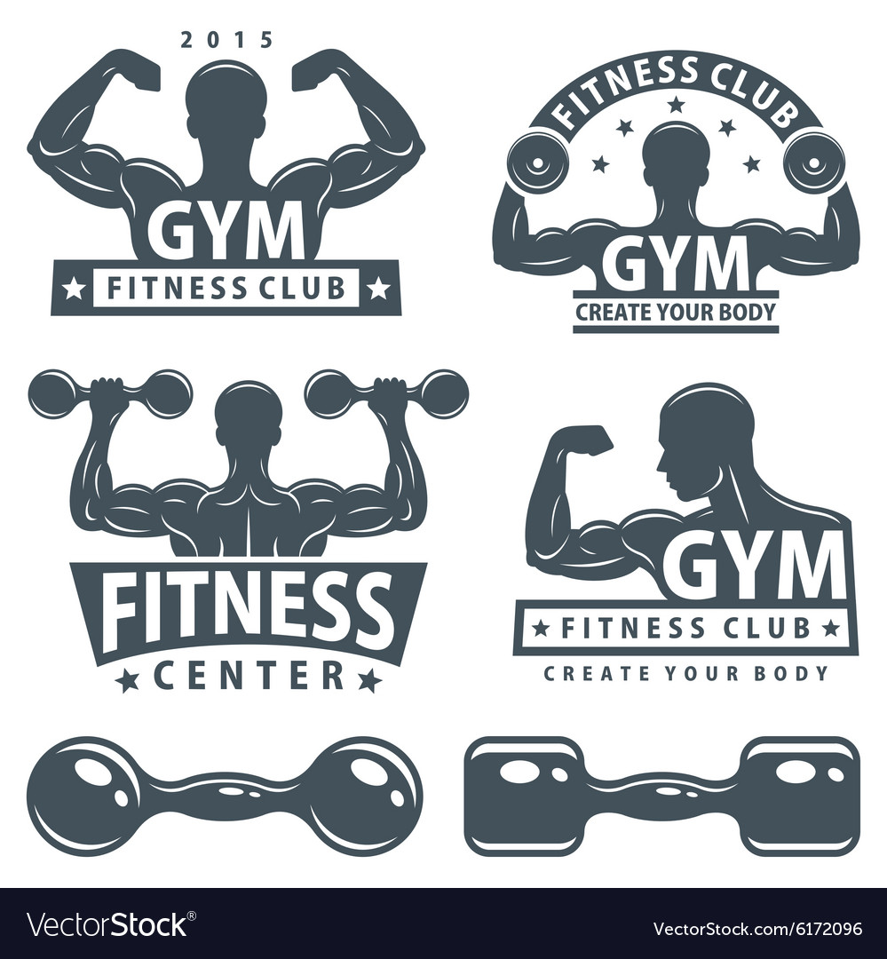 Gym and fitness emblems Royalty Free Vector Image