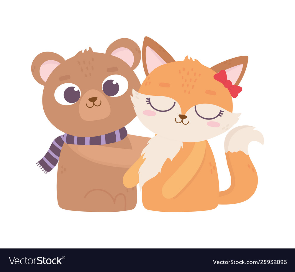 Happy valentines day cute animals bear and female Vector Image Happy valentines day cute animals bear and female Vector Image
