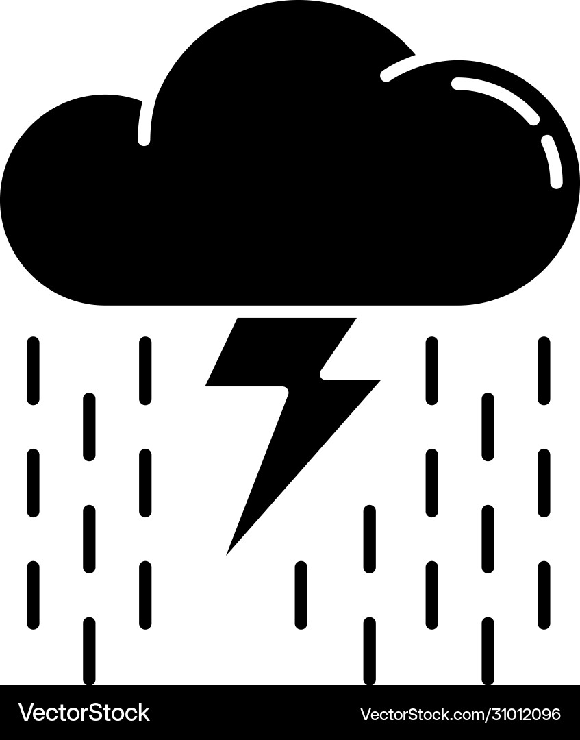 Heavy showers black glyph icon Royalty Free Vector Image