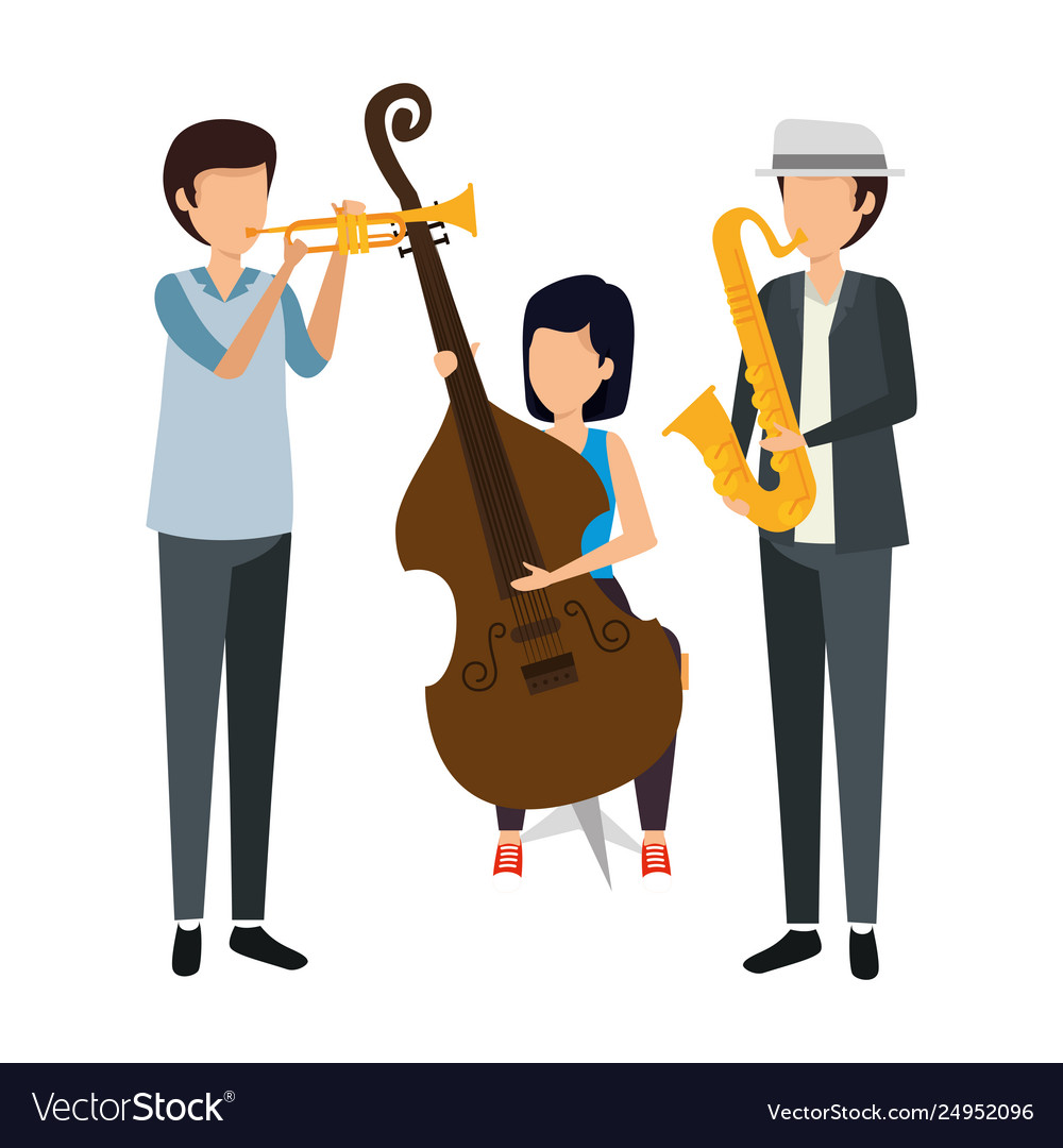 Musical group playing instruments Royalty Free Vector Image