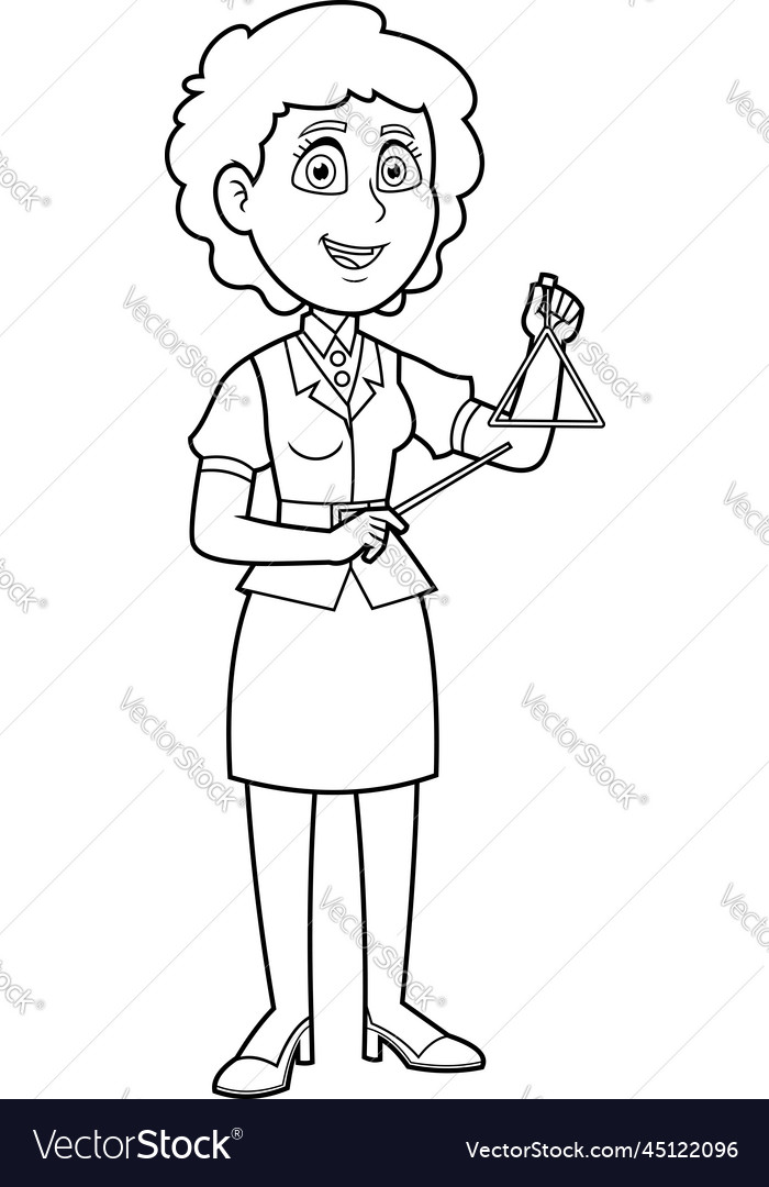 Outlined female teacher cartoon character