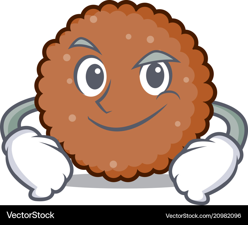 Smirking chocolate biscuit character cartoon Vector Image