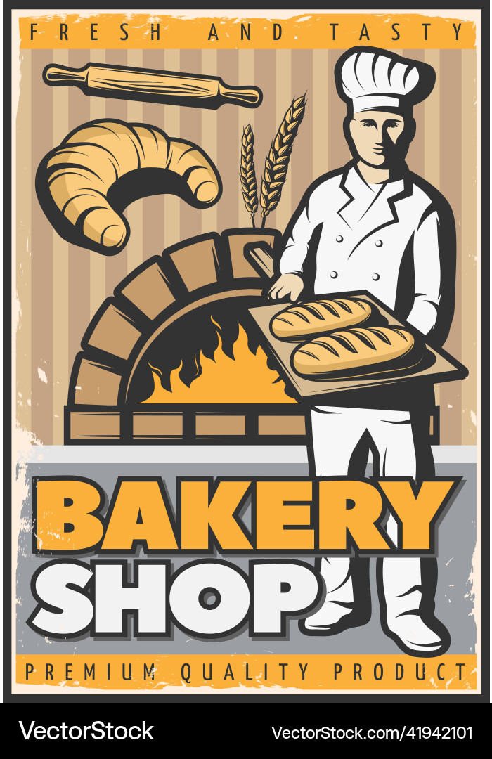 Bakery shop poster Royalty Free Vector Image - VectorStock