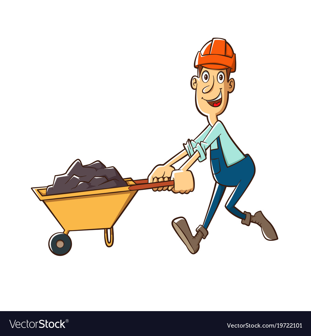 Builder with trolle Royalty Free Vector Image - VectorStock