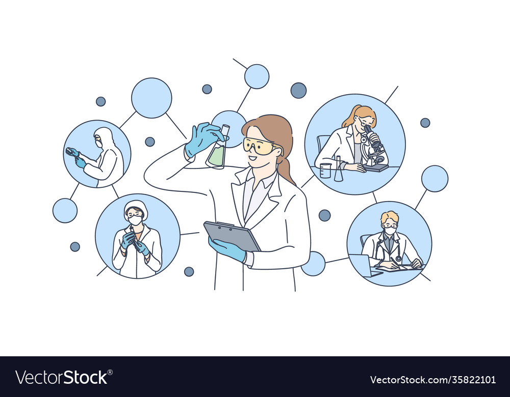 Chemical laboratory tests and research concept Vector Image