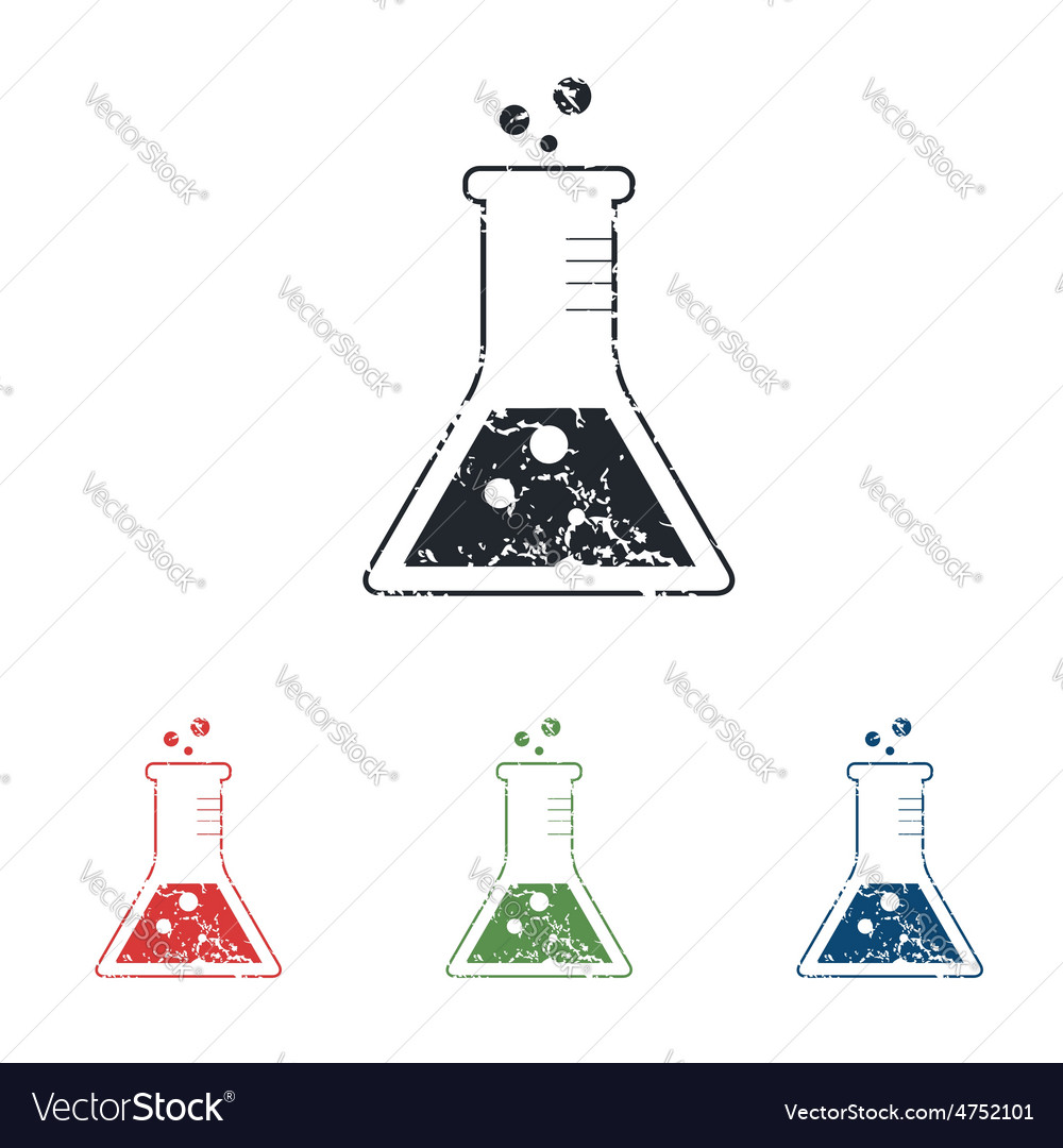 Conical flask grunge icon set