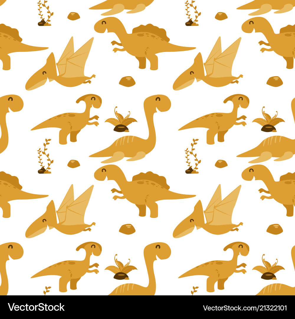 Cute seamless pattern with cartoon dinosaurs Vector Image