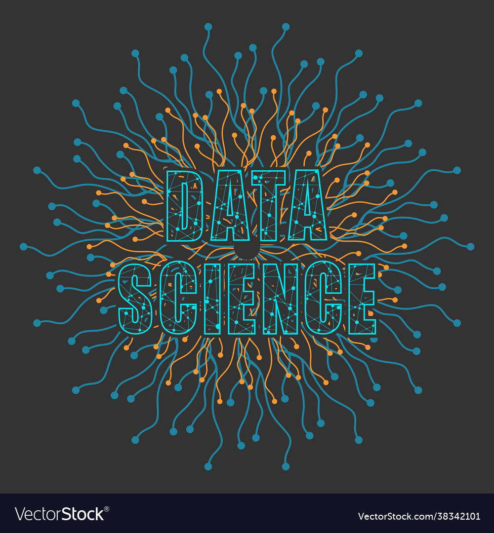 Data science text lines with dots connected style Vector Image