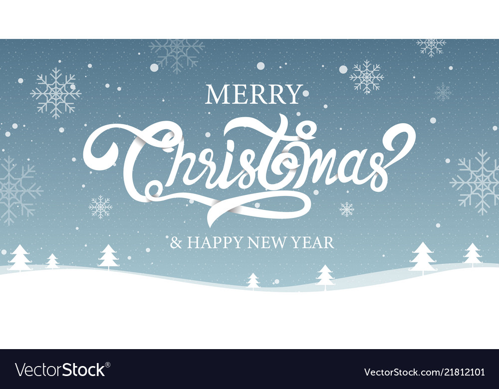 Merry christmas happy new year calligraphy sign Vector Image