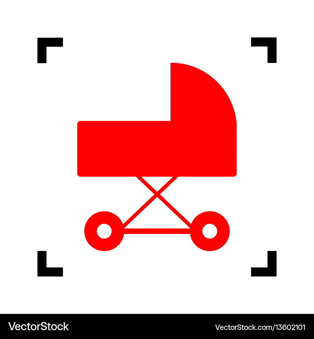 Pram sign red icon inside Royalty Free Vector Image