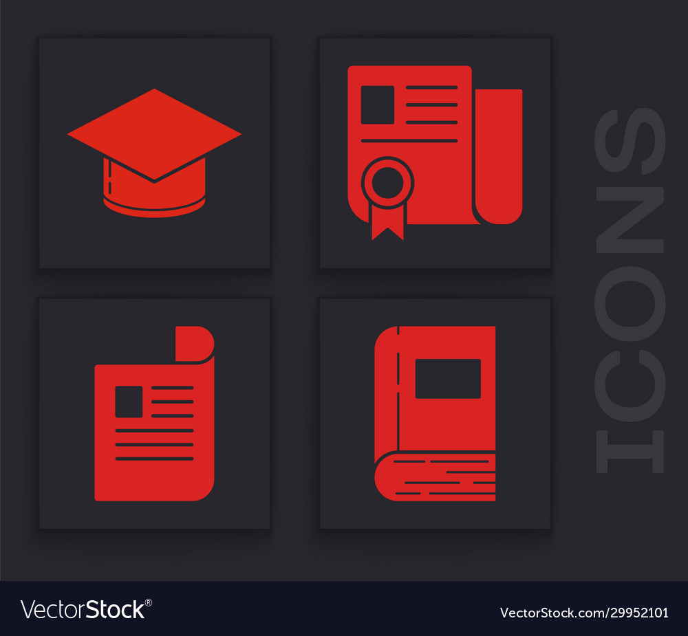 Set book graduation cap certificate template Vector Image