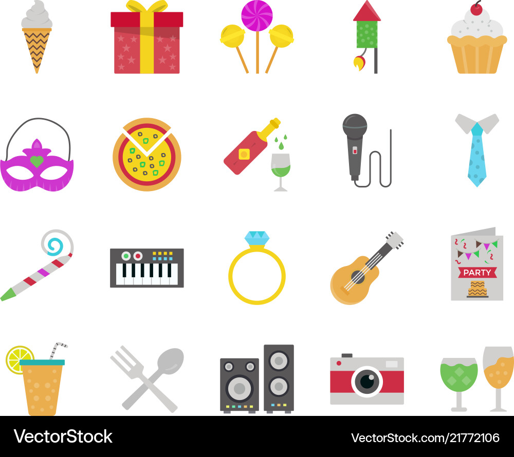 Birthday flat icon pack Royalty Free Vector Image