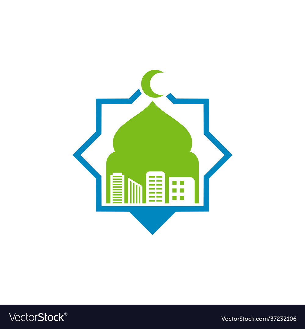 Building with mosque logo design creative Vector Image