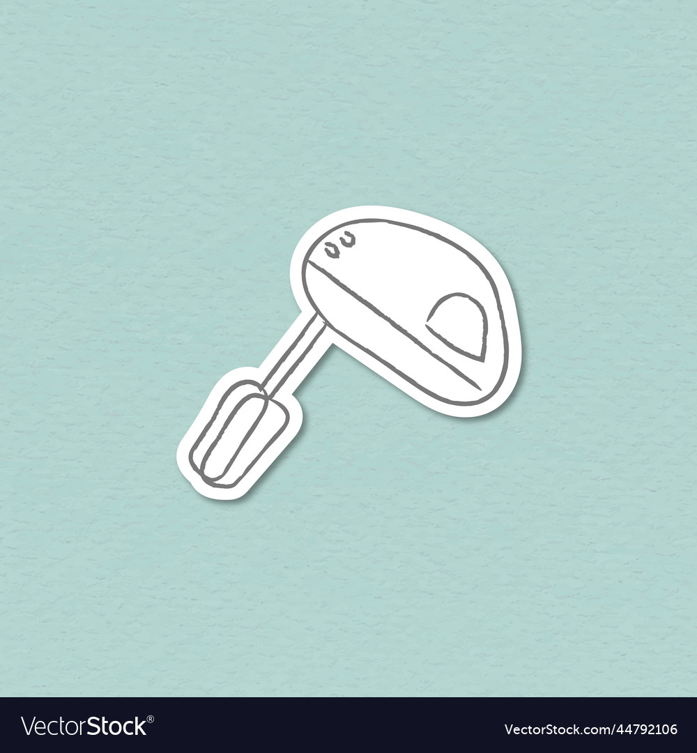 Doodle electric hand mixer sticker Royalty Free Vector Image