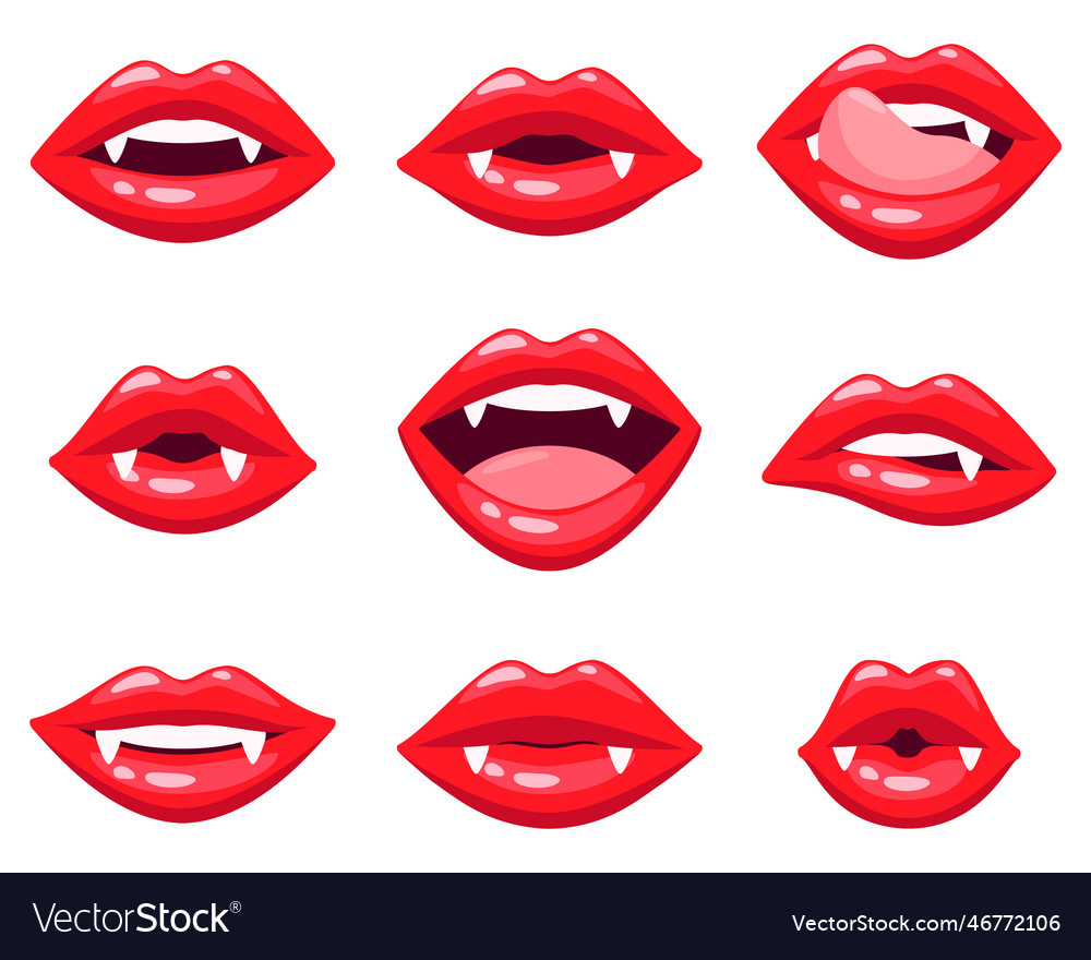 Female vampire mouths set Royalty Free Vector Image