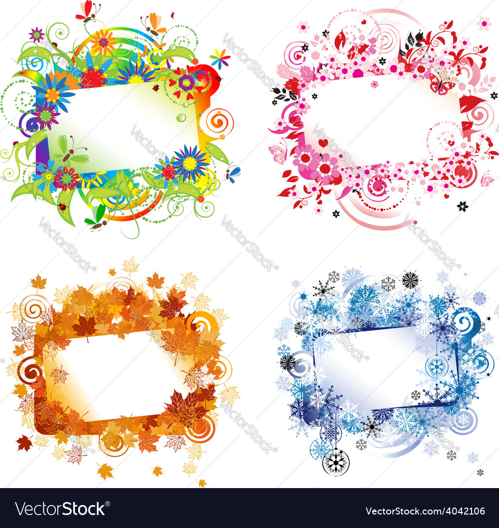 Four Seasons Design Frames With Place For Your Vector Image