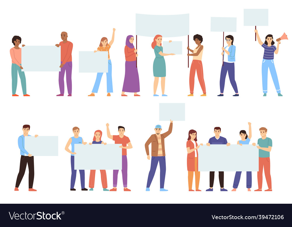 People protester men and women with different Vector Image