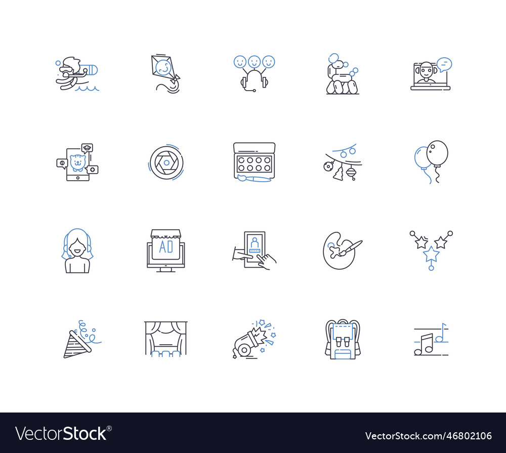 Pleasure line icons collection bliss euphoria Vector Image