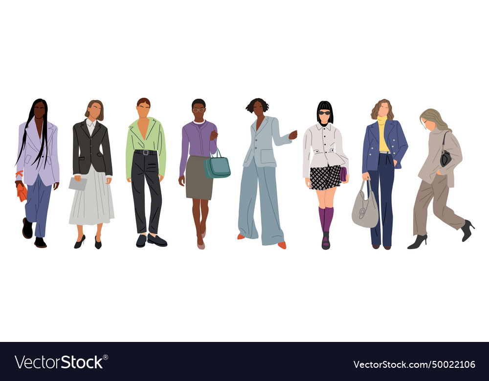 Realistic of fashion girl set Royalty Free Vector Image