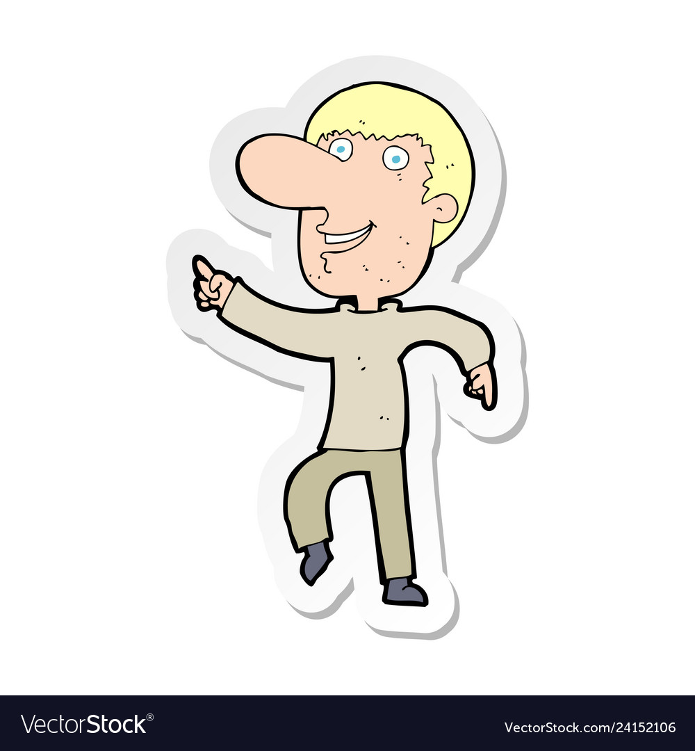 Sticker of a cartoon happy man dancing Royalty Free Vector