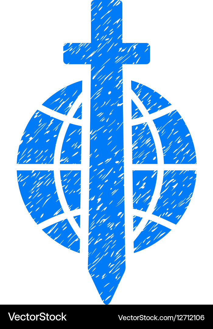 Sword globe grainy texture icon Royalty Free Vector Image